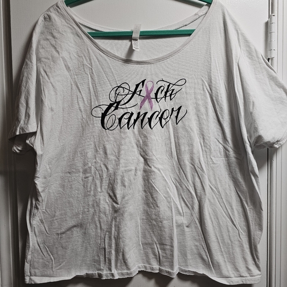 Redbubble Relaxed Fit White Tee - F🎗CK CANCER - XL - Picture 3 of 5